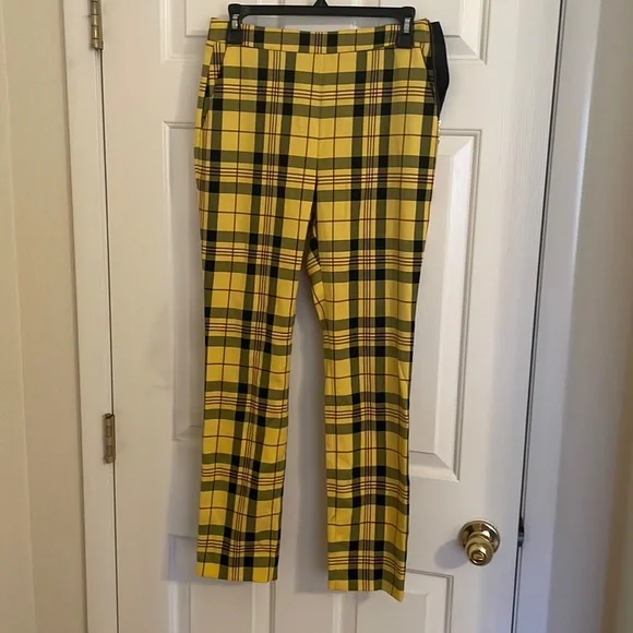 Zara Pants Jumpsuits Zara Yellow Plaid Cropped Trousers